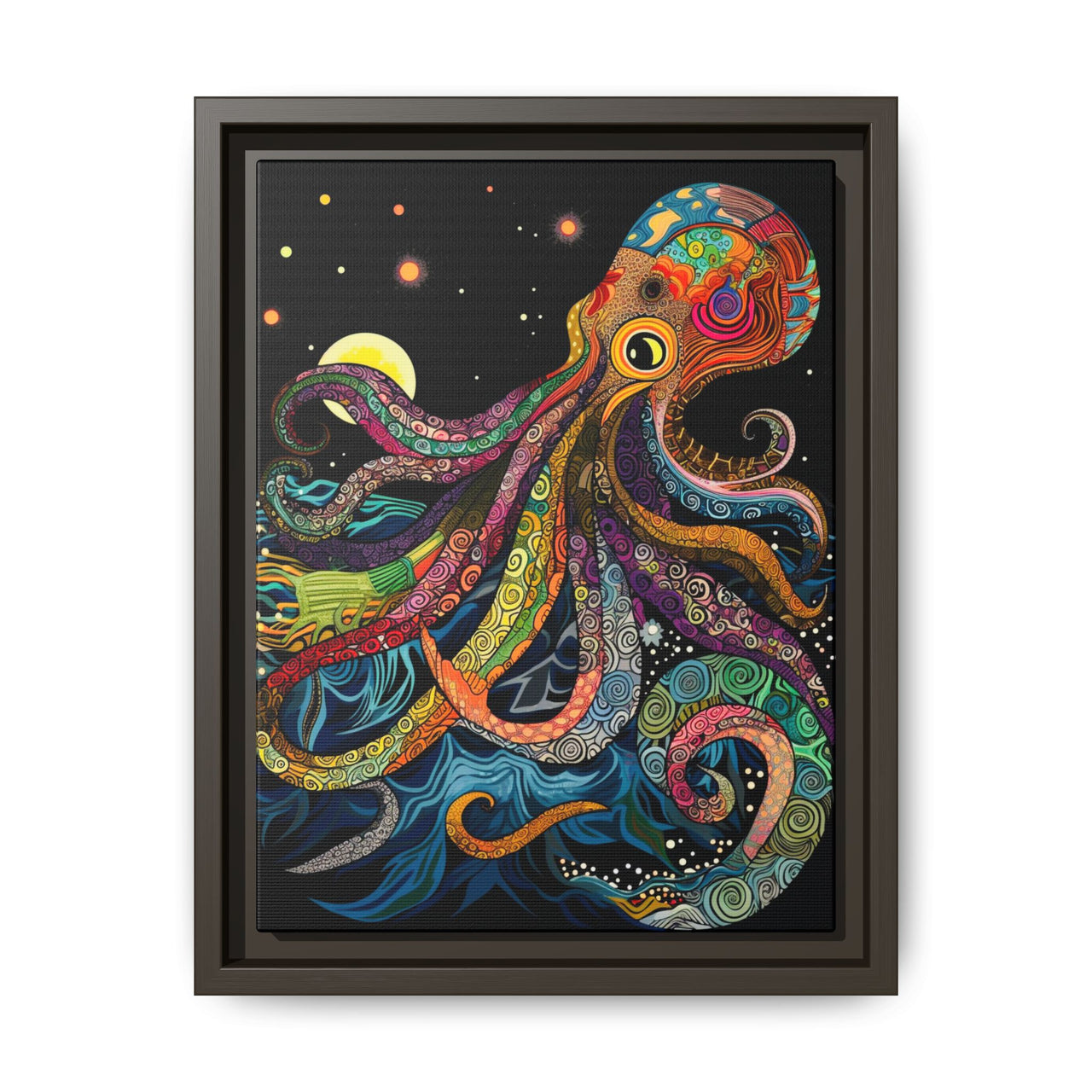 Midnight Depths Octopus Canvas Wall Art with Frame