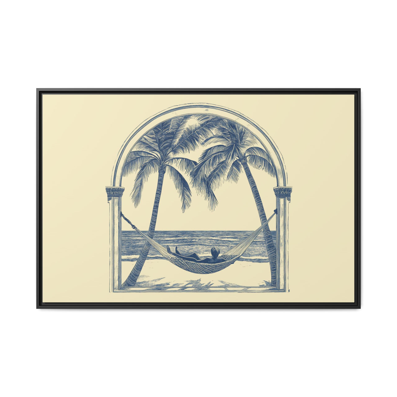 Palm Retreat Hammock Canvas Wall Art with Frame