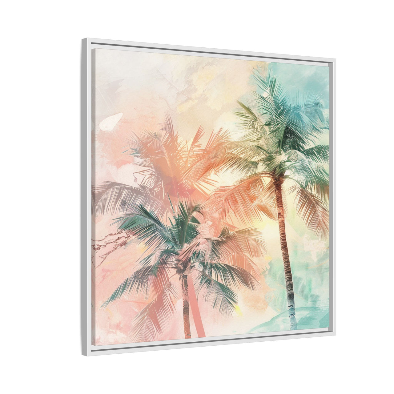 Palm Glow Canvas Wall Art with Frame