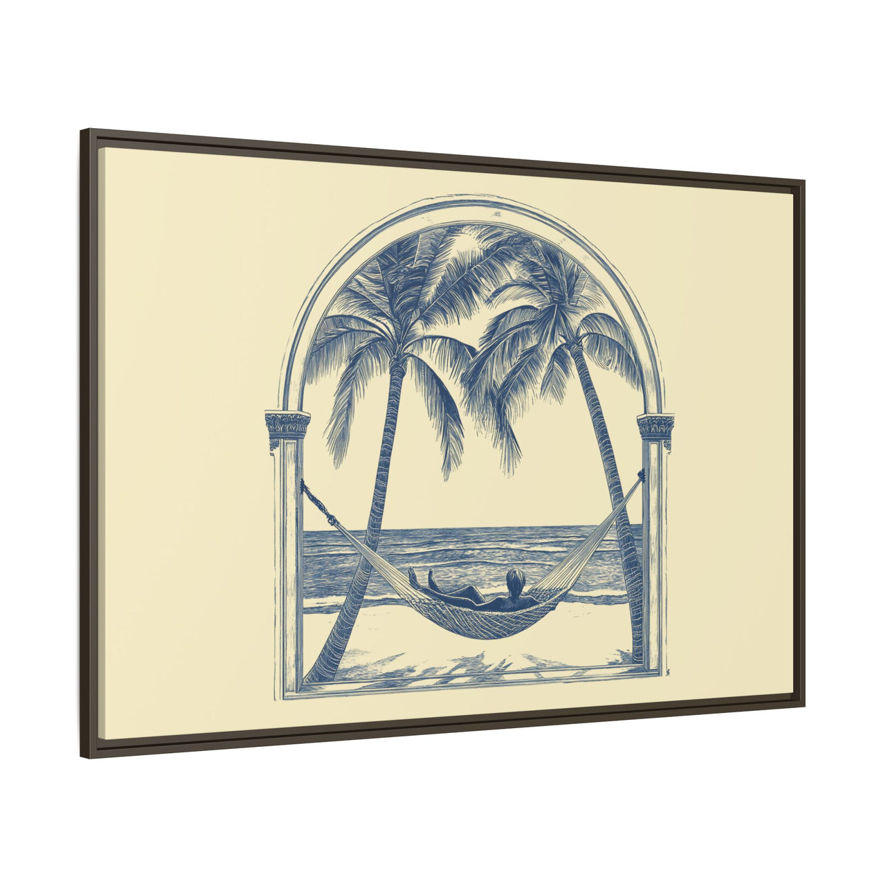 Palm Retreat Hammock Canvas Wall Art with Frame