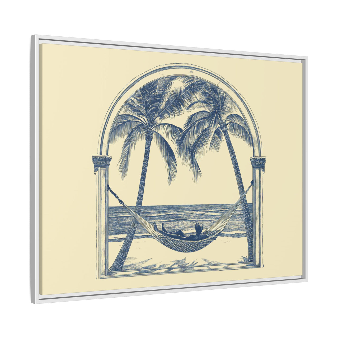 Palm Retreat Hammock Canvas Wall Art with Frame