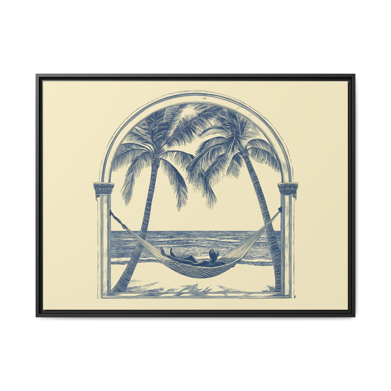 Palm Retreat Hammock Canvas Wall Art with Frame