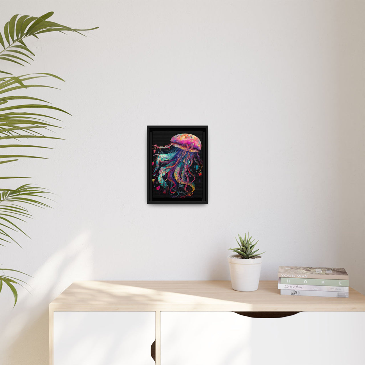 Celestial Drifter Jellyfish Canvas Wall Art with Frame
