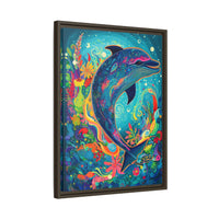 Thumbnail for Ocean Bloom Dolphin Canvas Wall Art with Frame