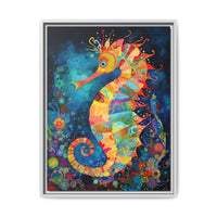 Thumbnail for Coral Carnival Seahorse Canvas Wall Art with Frame