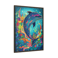 Thumbnail for Ocean Bloom Dolphin Canvas Wall Art with Frame
