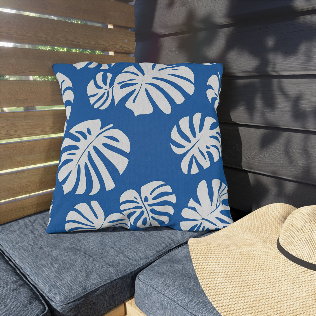 Monstera Marina Outdoor Throw Pillow