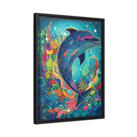 Thumbnail for Ocean Bloom Dolphin Canvas Wall Art with Frame