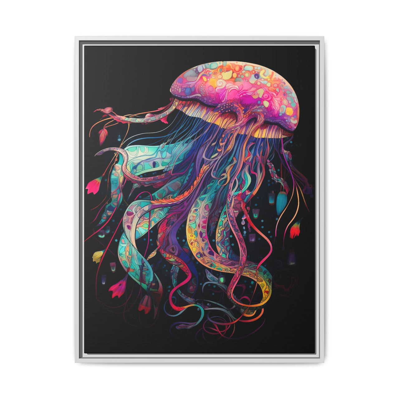 Celestial Drifter Jellyfish Canvas Wall Art with Frame