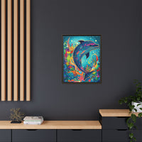 Thumbnail for Ocean Bloom Dolphin Canvas Wall Art with Frame
