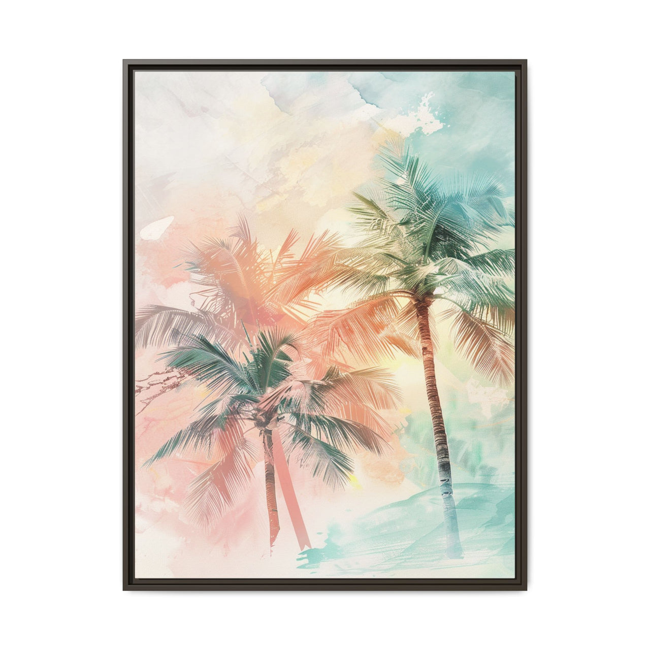 Palm Glow Canvas Wall Art with Frame