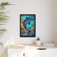 Thumbnail for Ocean Bloom Dolphin Canvas Wall Art with Frame