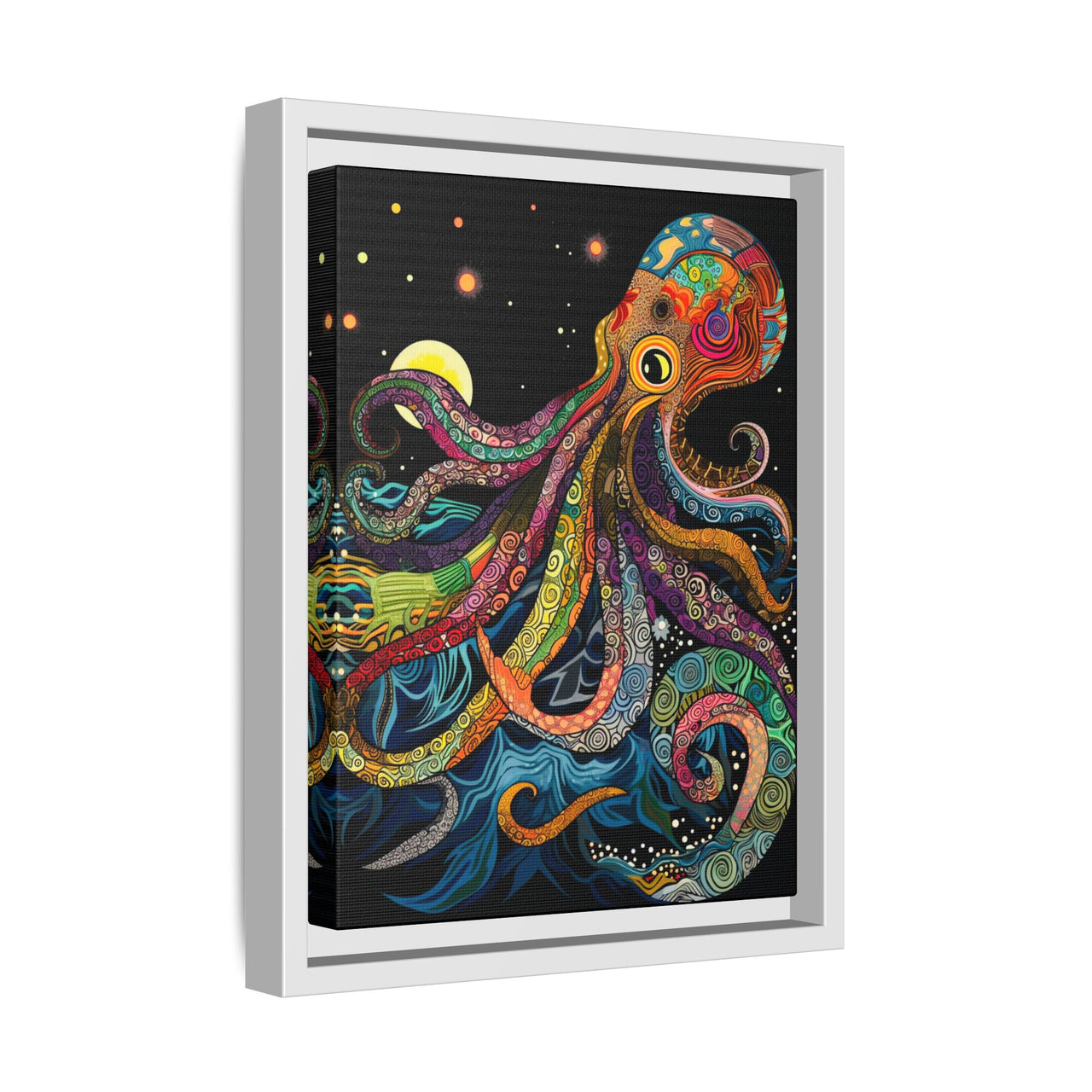 Midnight Depths Octopus Canvas Wall Art with Frame