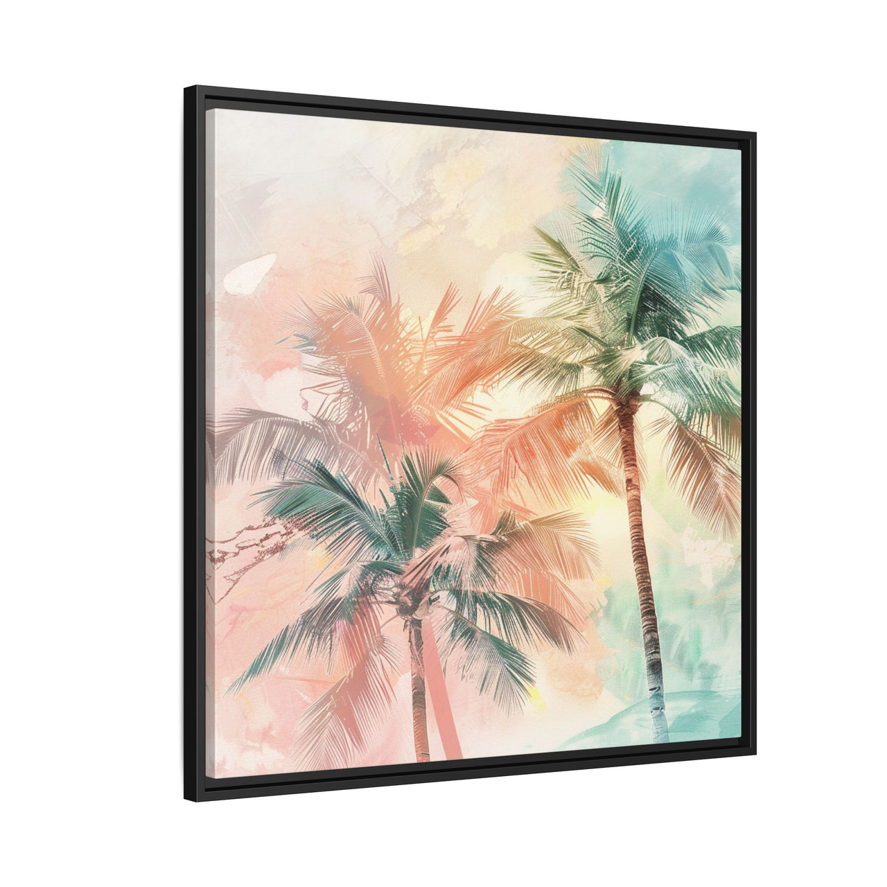 Palm Glow Canvas Wall Art with Frame