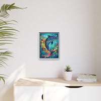 Thumbnail for Ocean Bloom Dolphin Canvas Wall Art with Frame