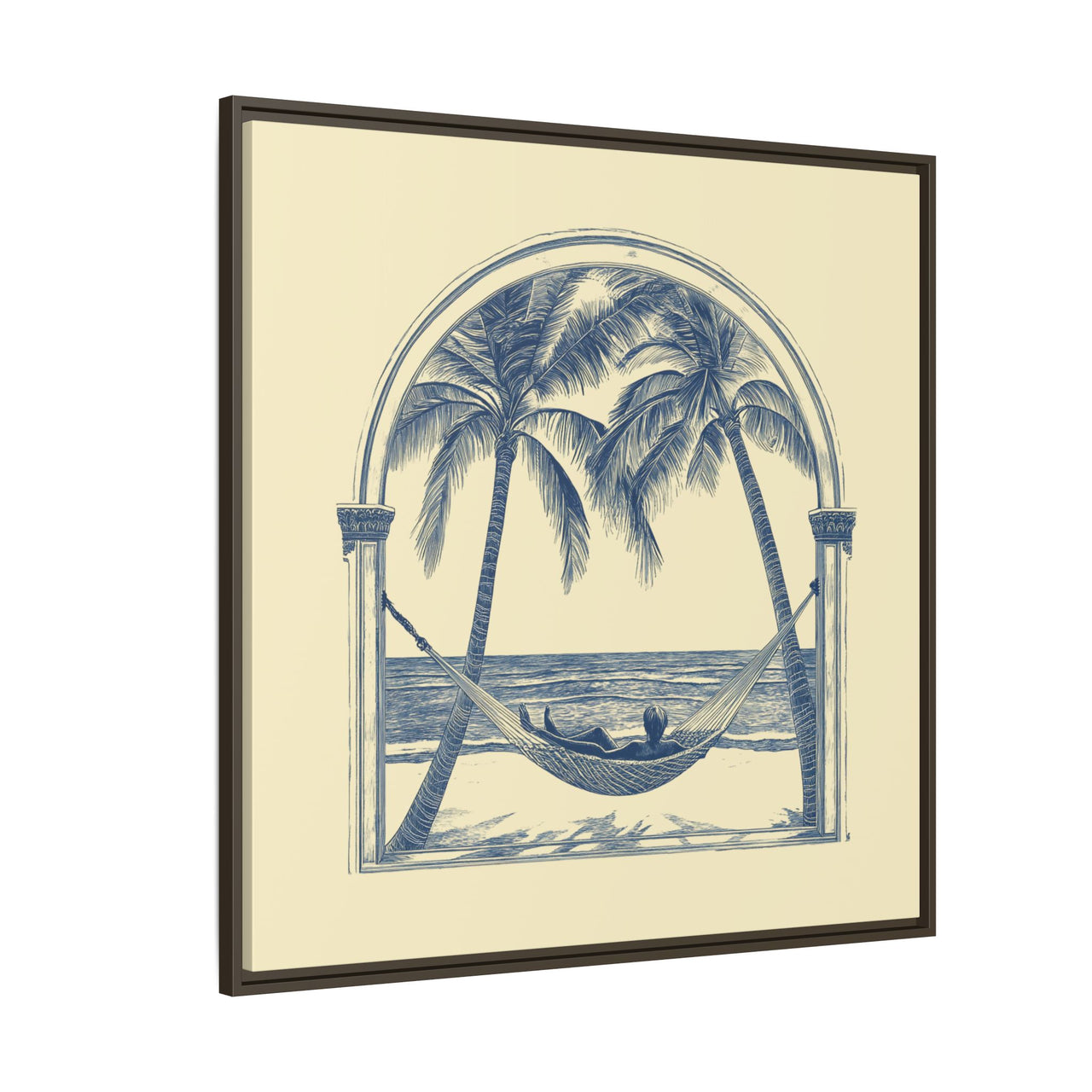 Palm Retreat Hammock Canvas Wall Art with Frame