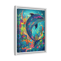 Thumbnail for Ocean Bloom Dolphin Canvas Wall Art with Frame