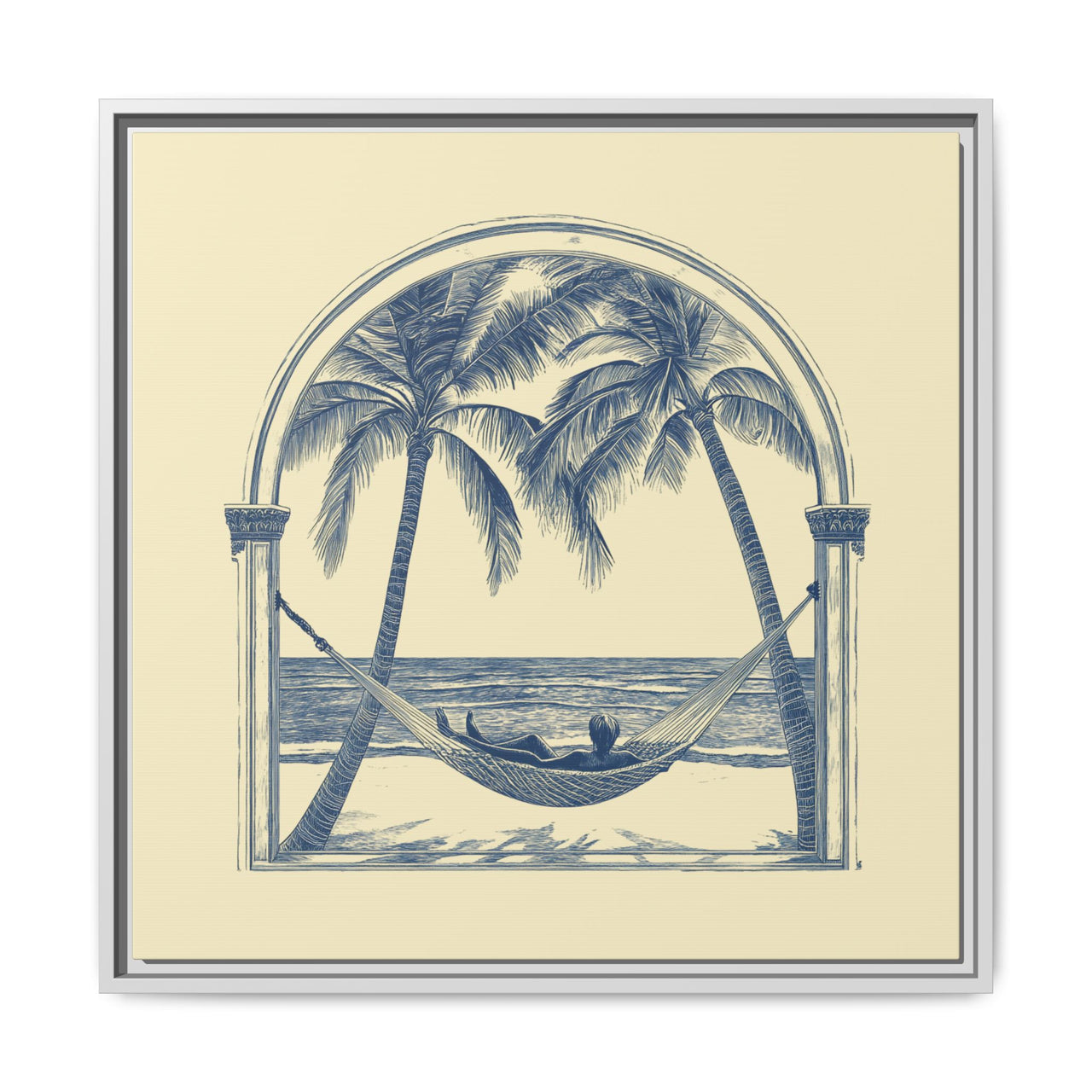 Palm Retreat Hammock Canvas Wall Art with Frame