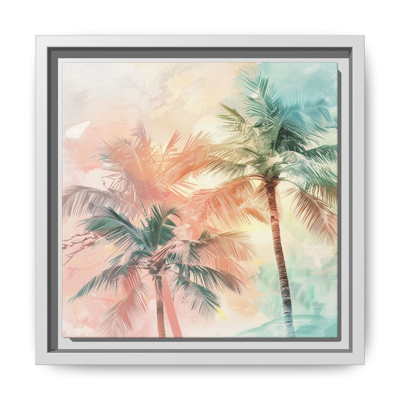 Palm Glow Canvas Wall Art with Frame