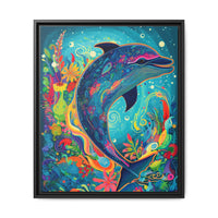 Thumbnail for Ocean Bloom Dolphin Canvas Wall Art with Frame