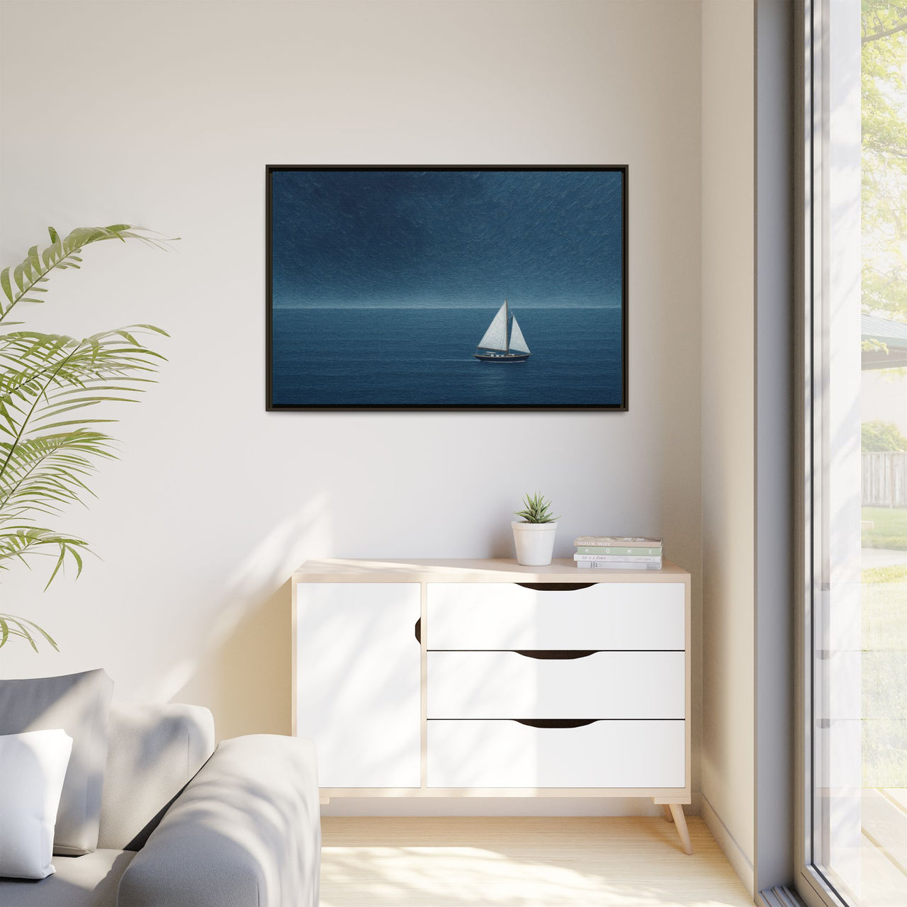 Sail Into Stillness Canvas Wall Art with Frame