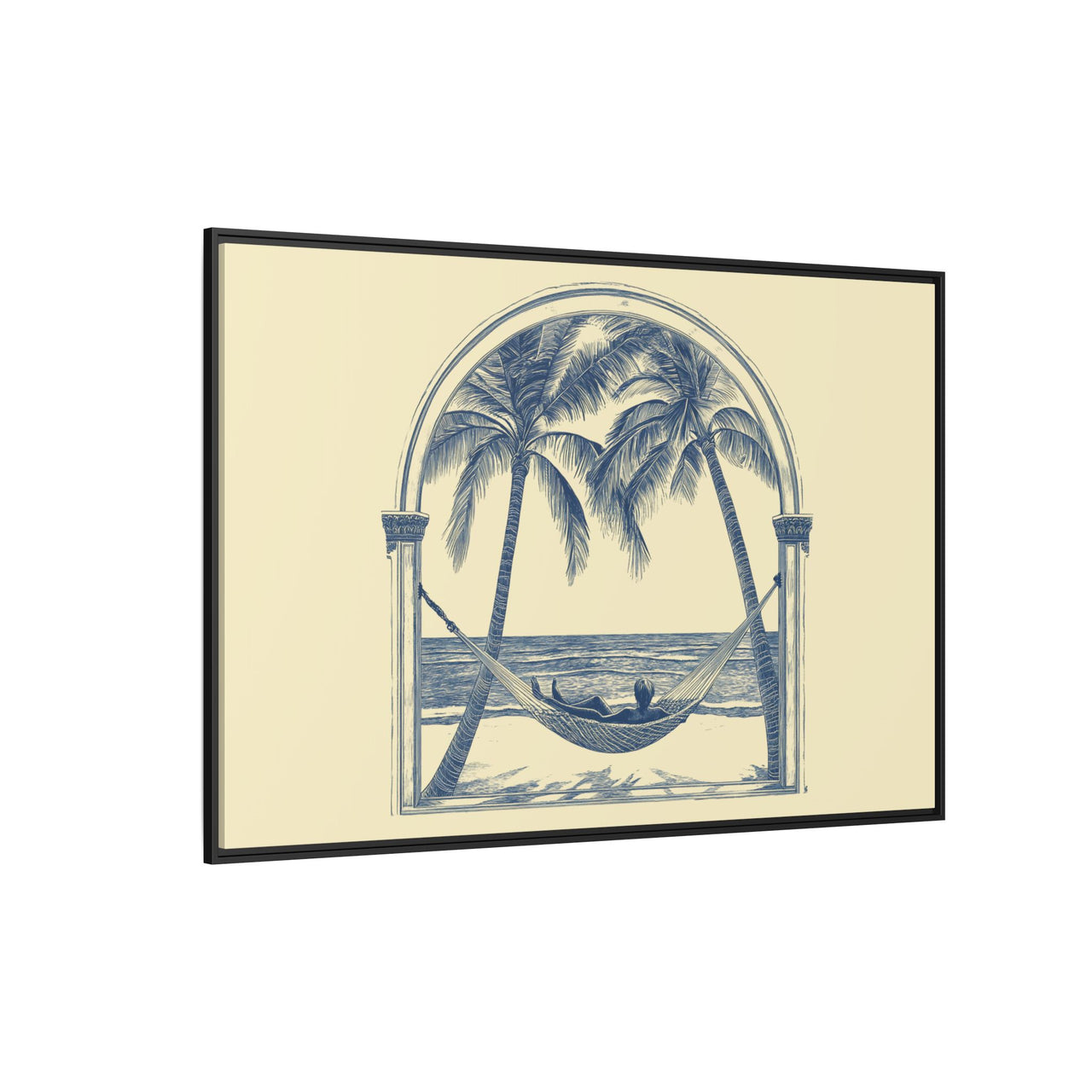 Palm Retreat Hammock Canvas Wall Art with Frame