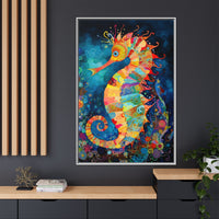 Thumbnail for Coral Carnival Seahorse Canvas Wall Art with Frame