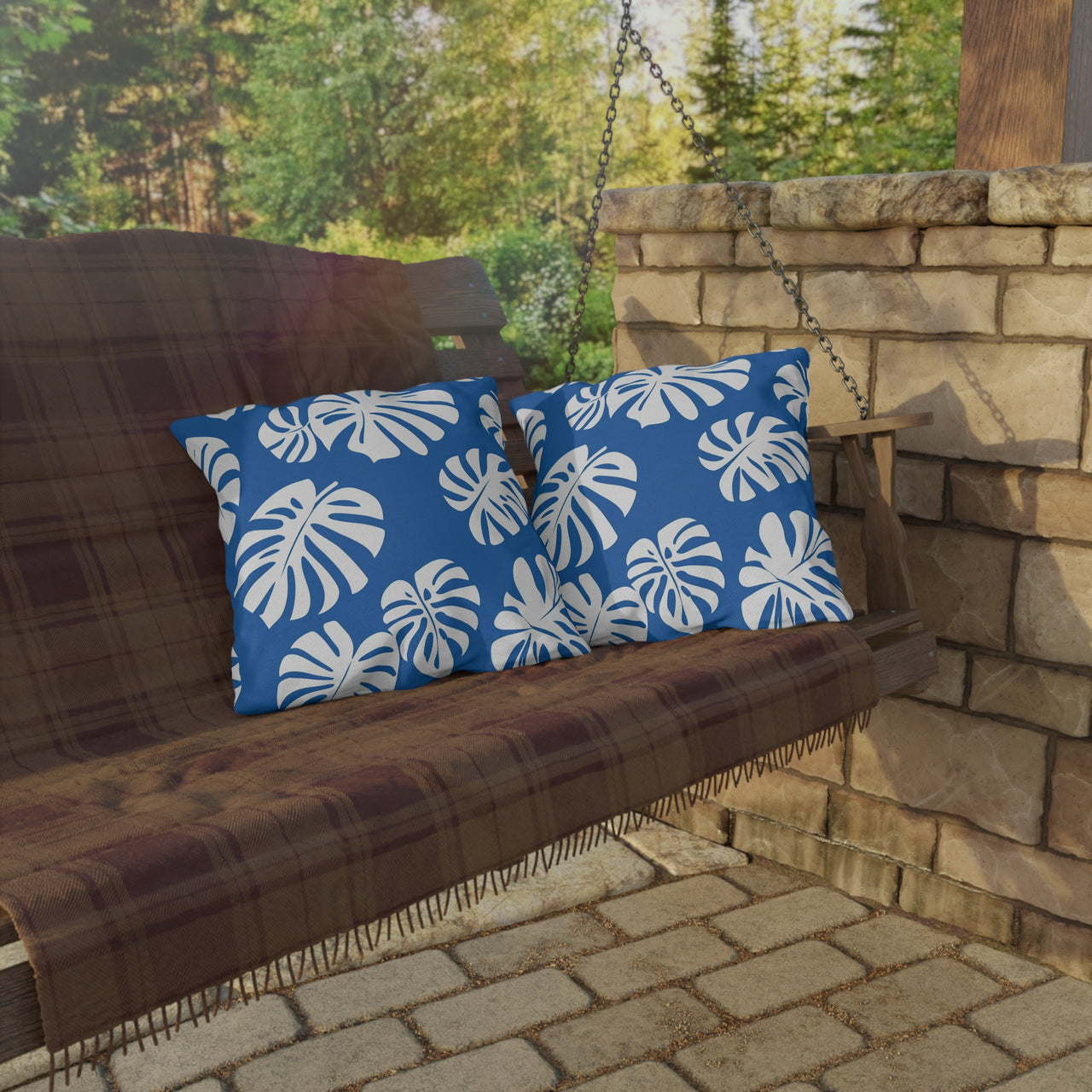 Monstera Marina Outdoor Throw Pillow