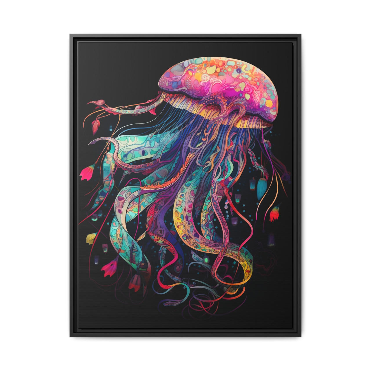 Celestial Drifter Jellyfish Canvas Wall Art with Frame