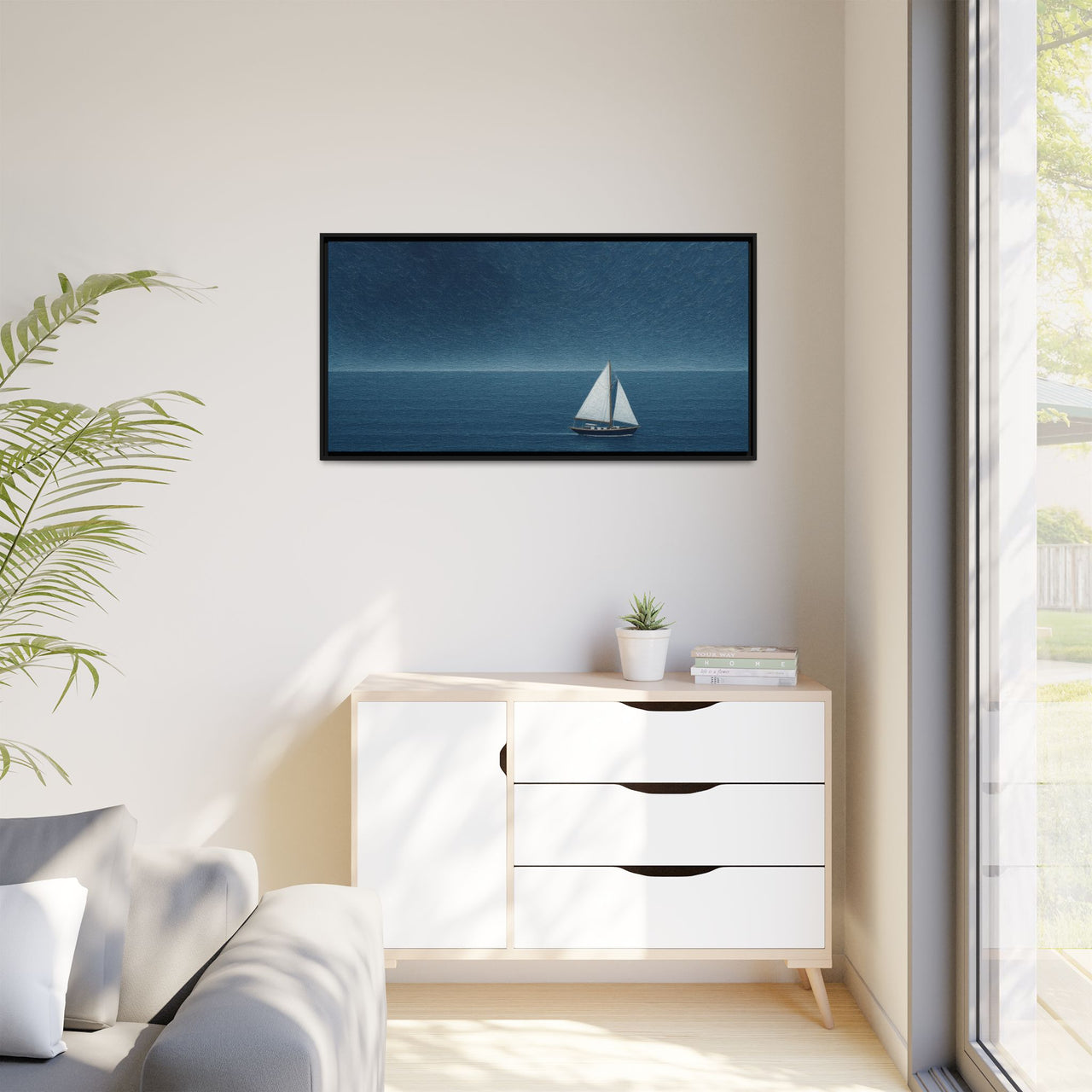 Sail Into Stillness Canvas Wall Art with Frame