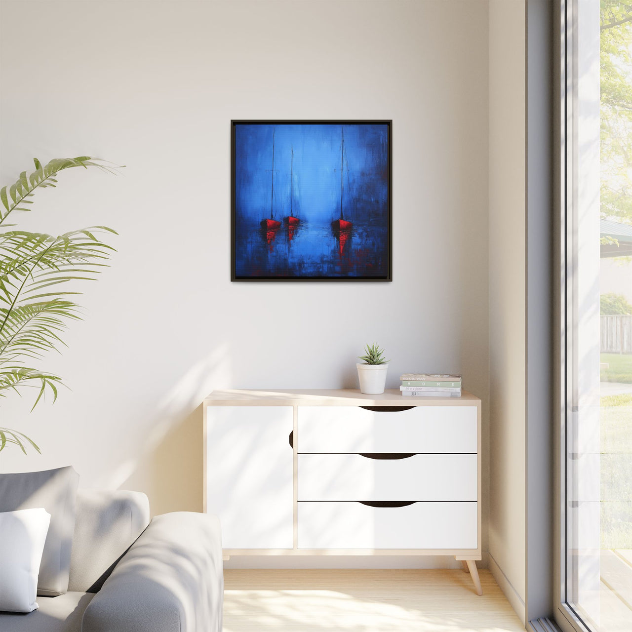 Nocturne at Sea Matte Canvas Wall Art with Frame