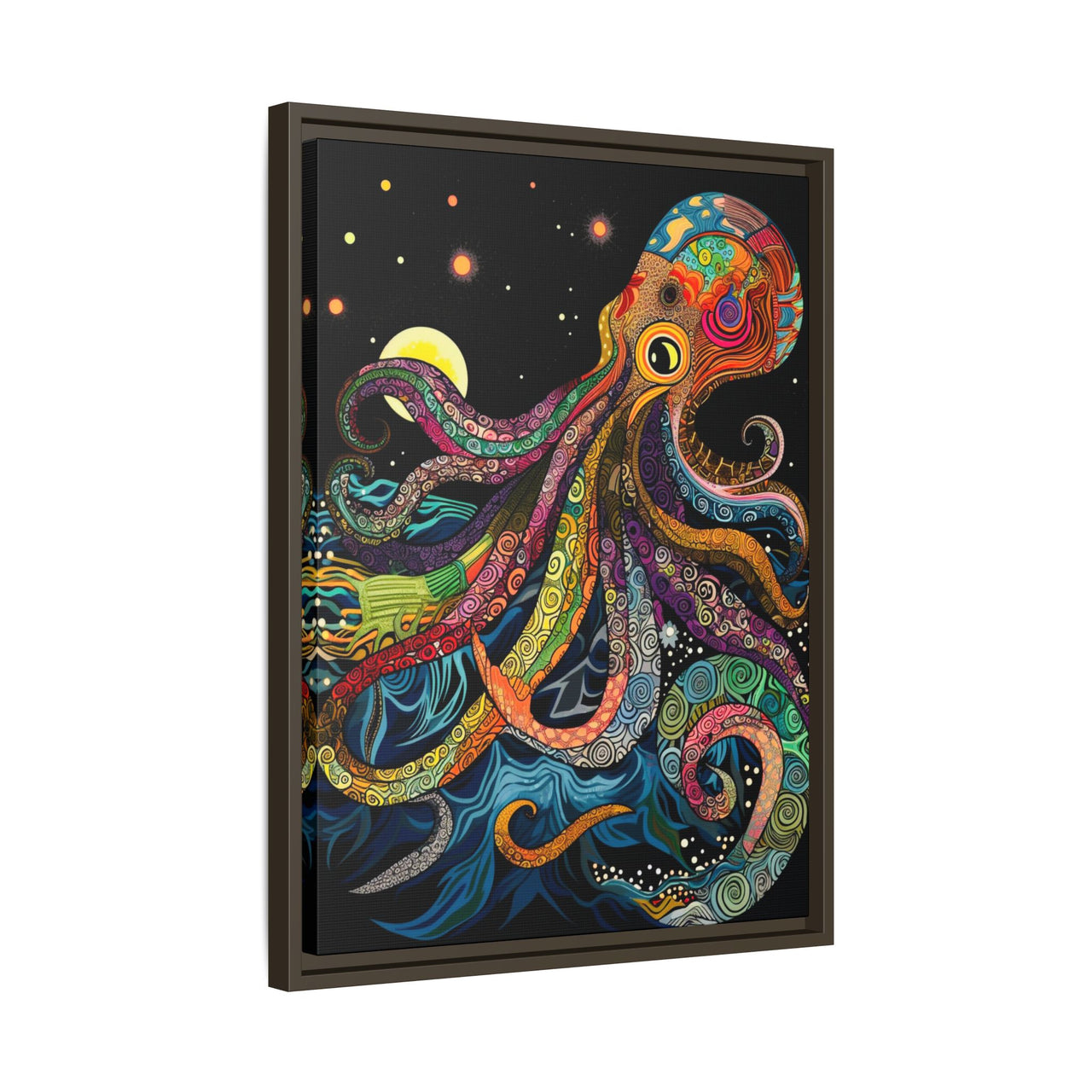 Midnight Depths Octopus Canvas Wall Art with Frame