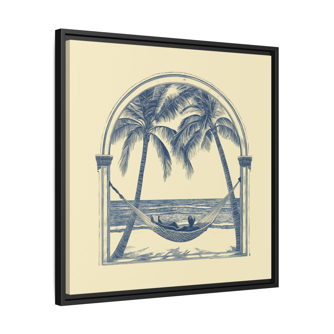 Palm Retreat Hammock Canvas Wall Art with Frame