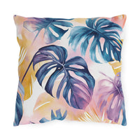 Thumbnail for Decorative pillow with tropical leaf pattern on a white background