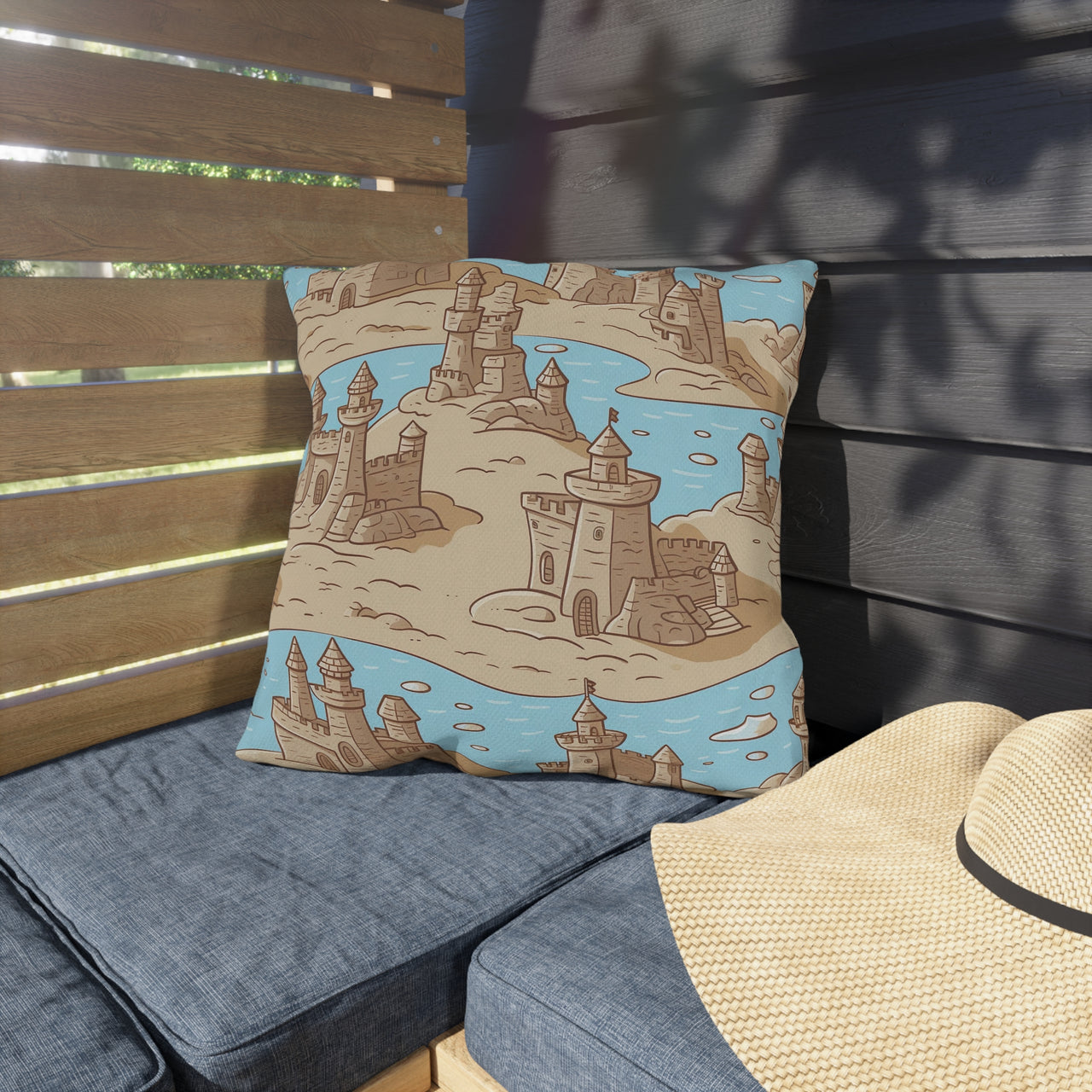 Sand Castles Outdoor Throw Pillow
