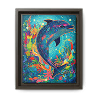 Thumbnail for Ocean Bloom Dolphin Canvas Wall Art with Frame