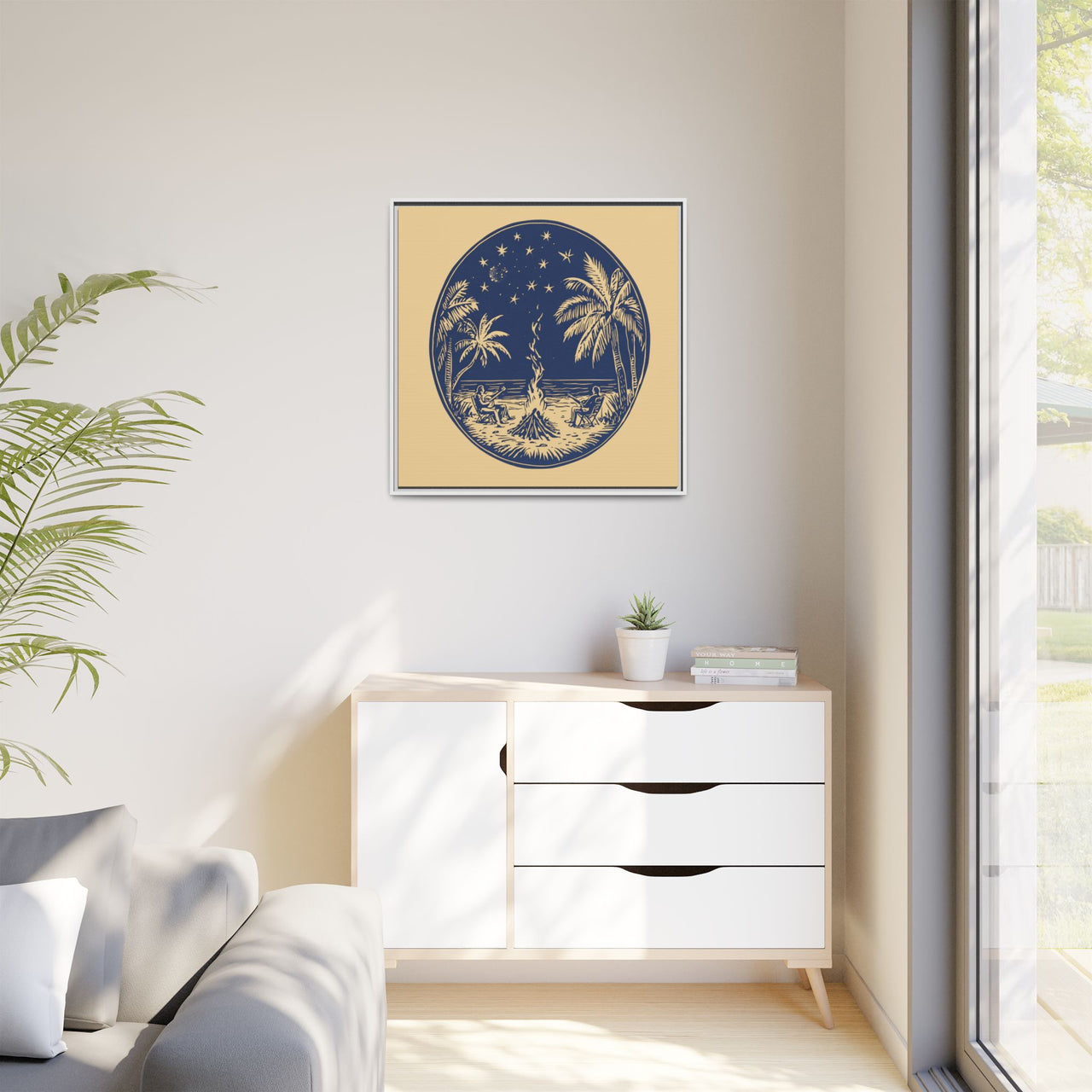 Beachfire Nights Canvas Wall Art with Frame