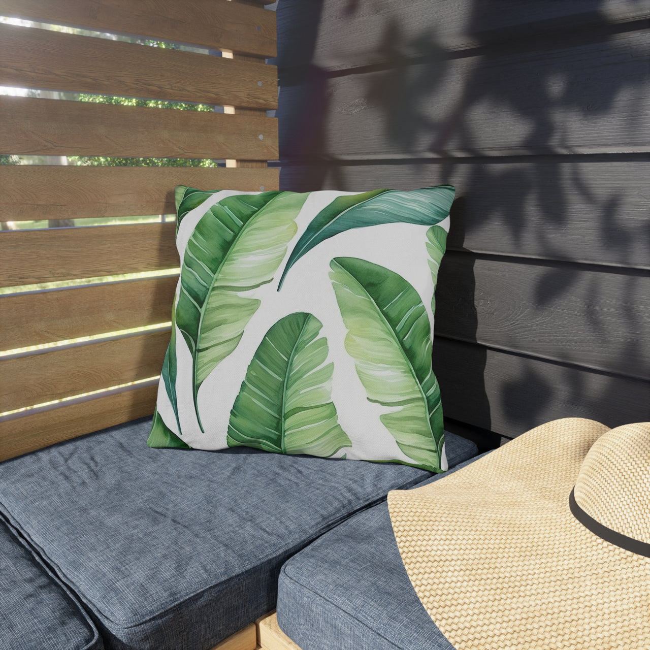 Tropical Banana Leaf Outdoor Throw Pillow