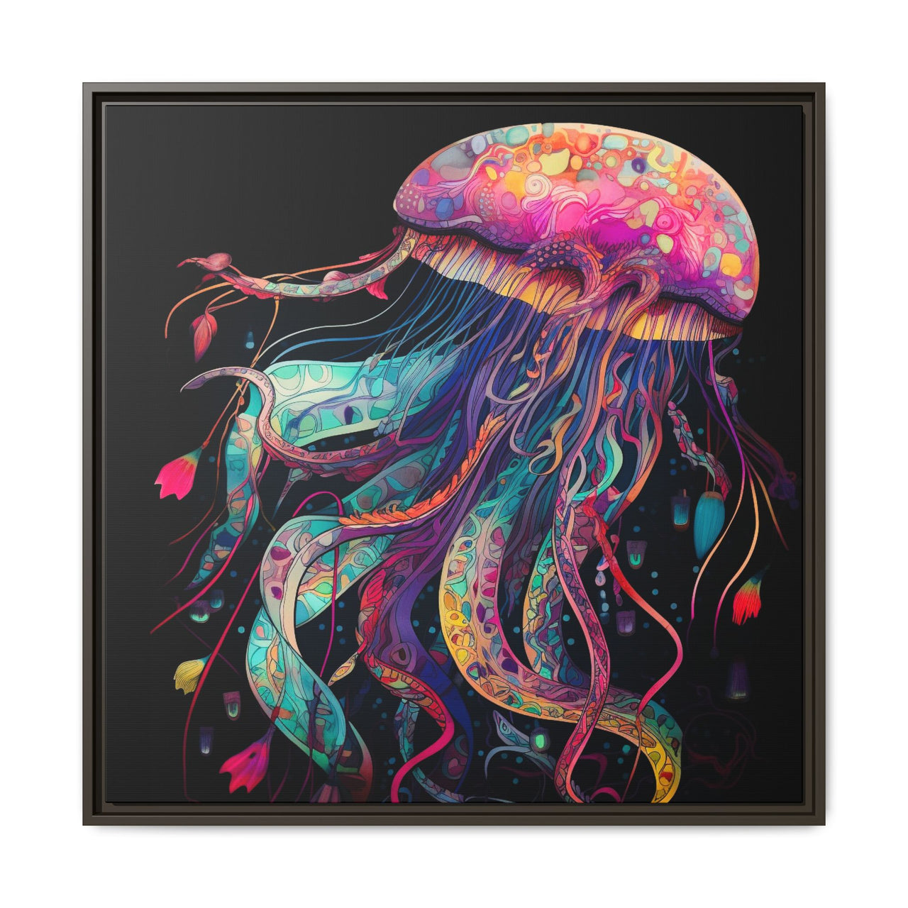 Celestial Drifter Jellyfish Canvas Wall Art with Frame