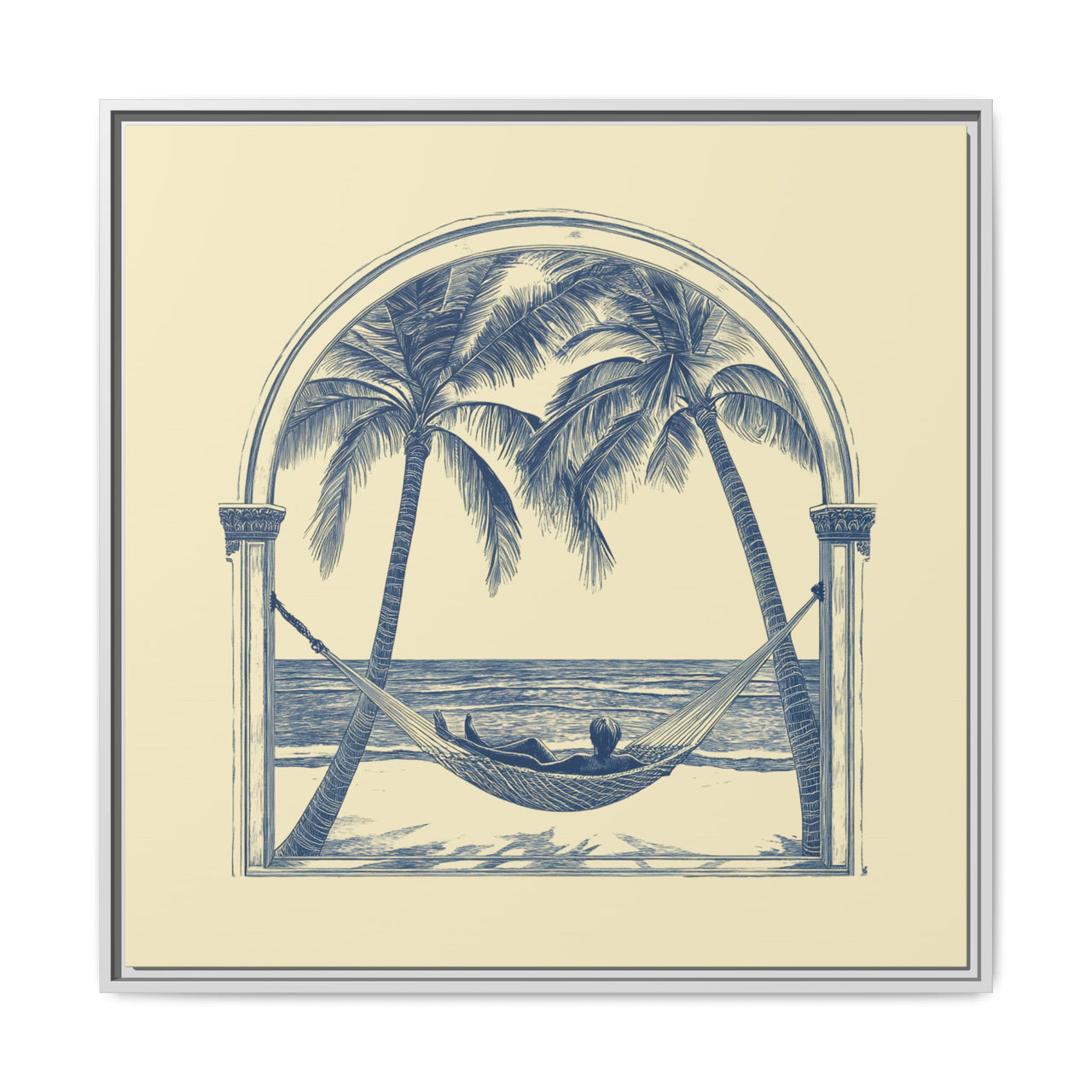 Palm Retreat Hammock Canvas Wall Art with Frame