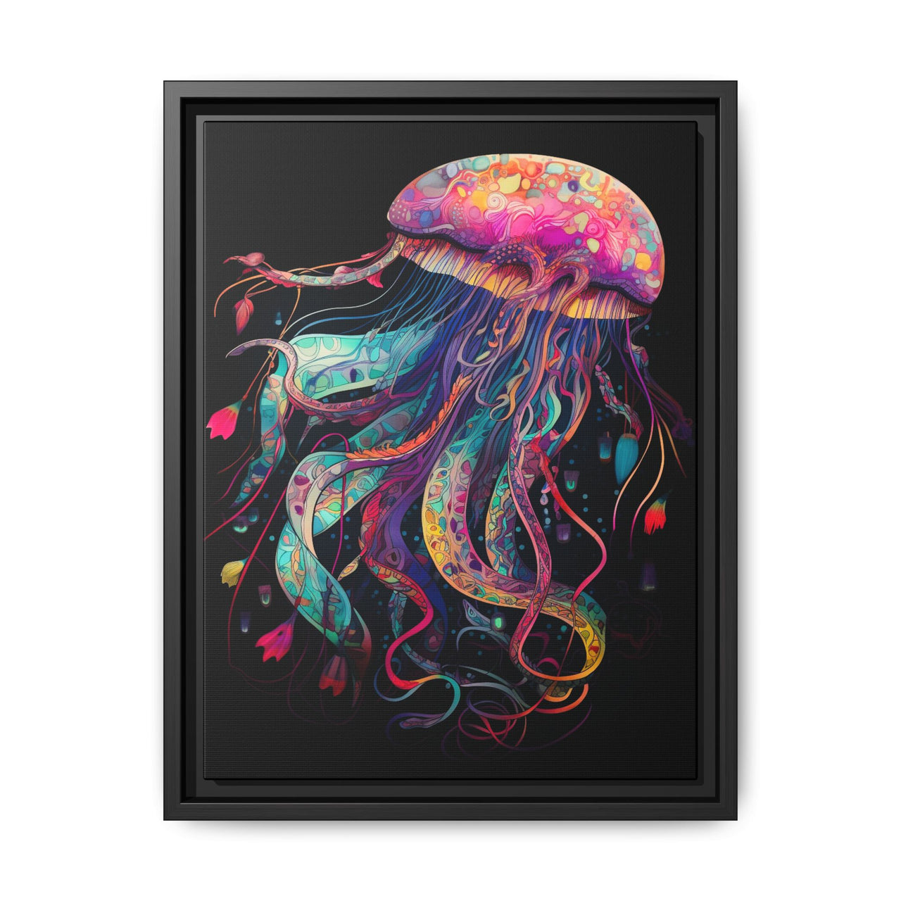 Celestial Drifter Jellyfish Canvas Wall Art with Frame