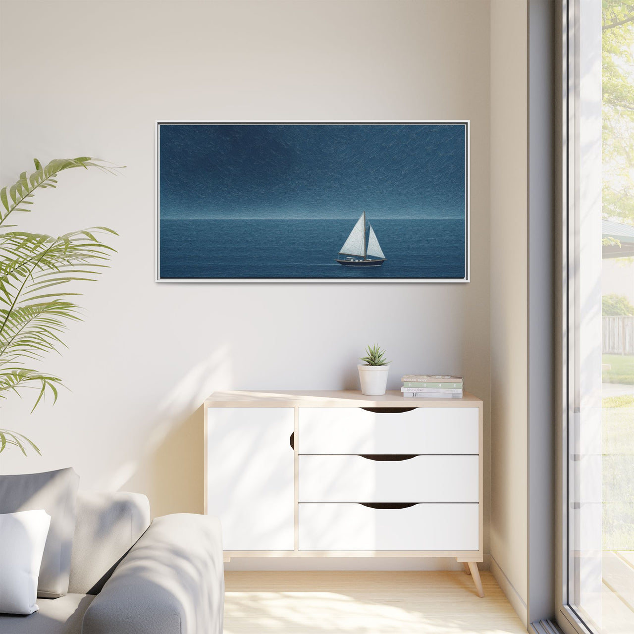 Sail Into Stillness Canvas Wall Art with Frame
