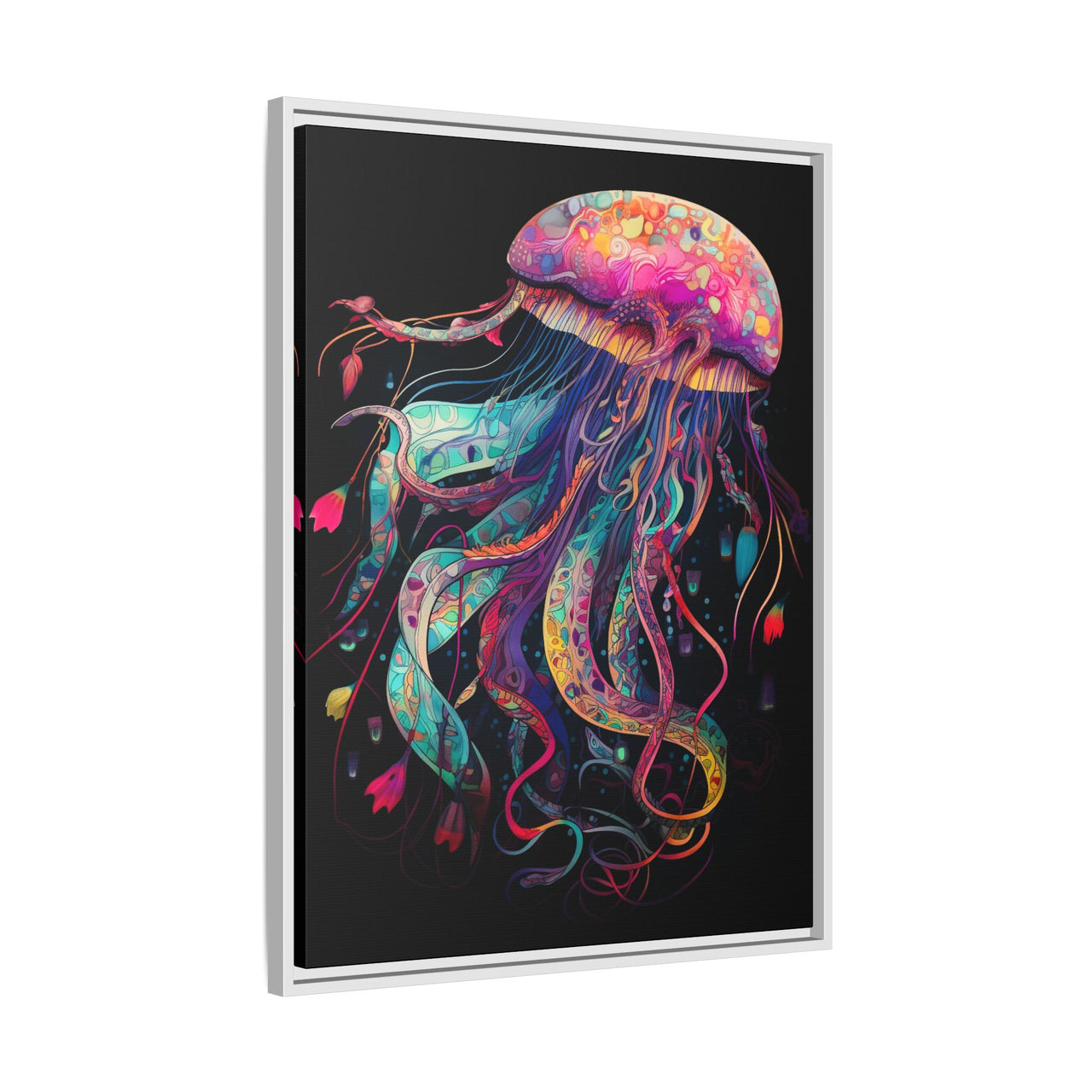 Celestial Drifter Jellyfish Canvas Wall Art with Frame