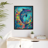 Thumbnail for Ocean Bloom Dolphin Canvas Wall Art with Frame