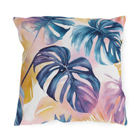 Thumbnail for Decorative pillow with tropical leaf pattern on a white background