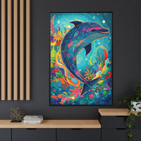 Thumbnail for Ocean Bloom Dolphin Canvas Wall Art with Frame