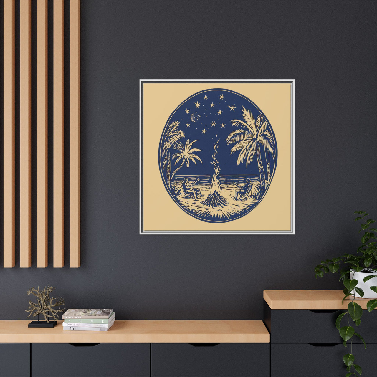 Beachfire Nights Canvas Wall Art with Frame