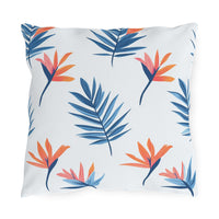 Thumbnail for Pillow with blue and orange leaf pattern on a white background