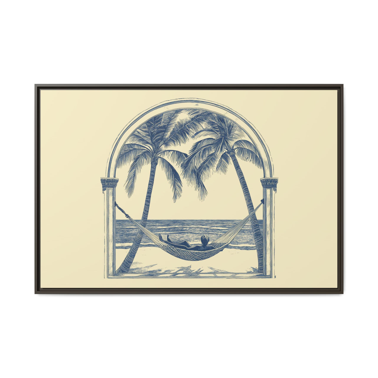 Palm Retreat Hammock Canvas Wall Art with Frame