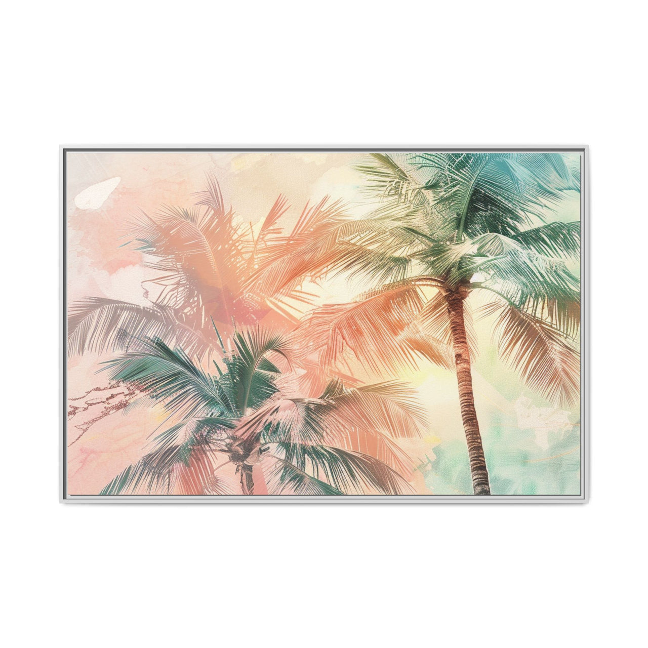 Palm Glow Canvas Wall Art with Frame